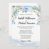 Aquarelle bleue Floral Wedding Invitations (Devant / Derrière)