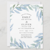 Aquarelle bleue Floral Wedding Invitations (Devant)