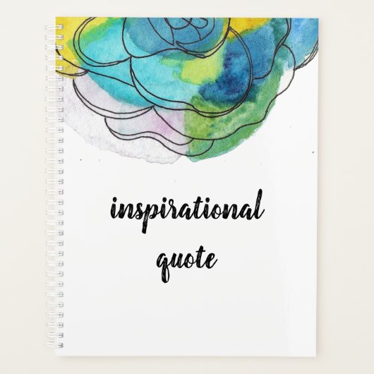 Aquarelle bleue Flower Inspiration Quote Planner (Devant)
