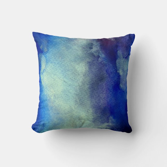 Aquarelle bleue Fushion Thon Coussin (Recto)