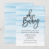 Aquarelle bleue Gradient Oh Baby shower Invitation (Devant / Derrière)