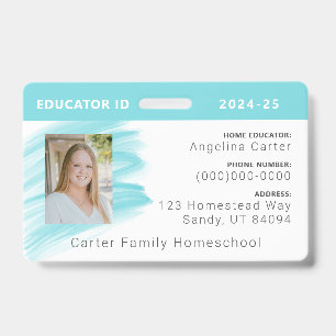 Aquarelle bleue Homeschool Educator ID Badge