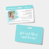 Aquarelle bleue Homeschool Educator ID Badge (Front & Back)