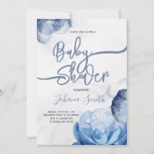 Aquarelle bleue Invitation Baby shower Abstrait (Devant)