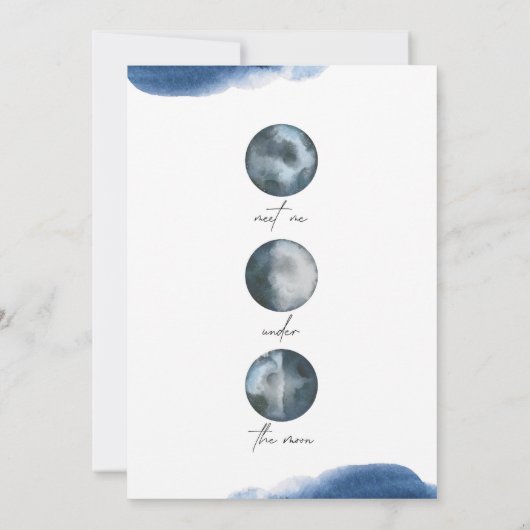 Aquarelle bleue Lune Invitation céleste (Dos)