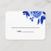 Aquarelle bleue Mariage Floral Table Place Cartes (Devant)