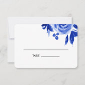 Aquarelle bleue Mariage Floral Table Place Cartes (Devant)