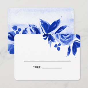 Aquarelle bleue Mariage Floral Table Place Cartes