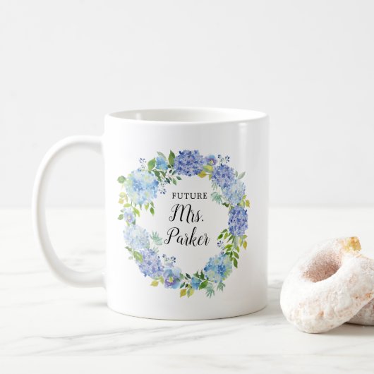 Aquarelle Bleue Mariée Florale Pour Être Mug De Ca (Avec donut)