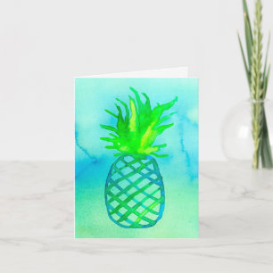Aquarelle bleue Merci d'ananas