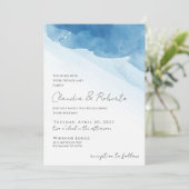 Aquarelle bleue Minimaliste Invitation Foil Invita (Debout devant)