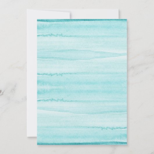 Aquarelle bleue Moderne Garçon Baptême Invitation (Dos)