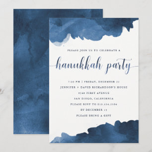 Aquarelle bleue moderne   Invitation du parti Hano