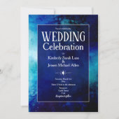 Aquarelle bleue Nebula Faire-part de mariage (Devant)