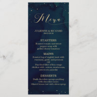 Aquarelle Bleue Nuit neigeuse Mariage d'hiver Menu