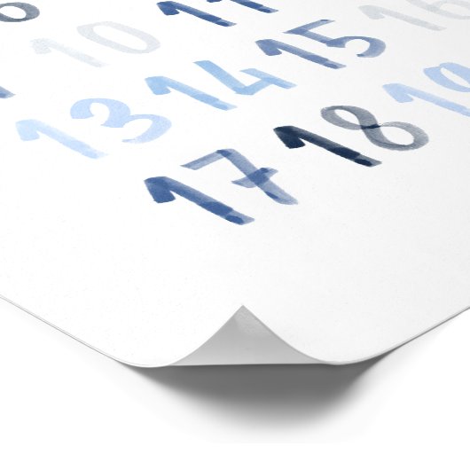 Aquarelle bleue Numéros affiche éducative (Coin)