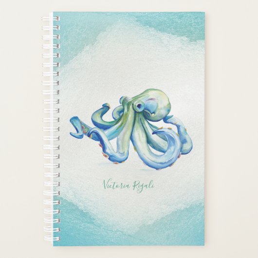 Aquarelle bleue Octopus (Devant)