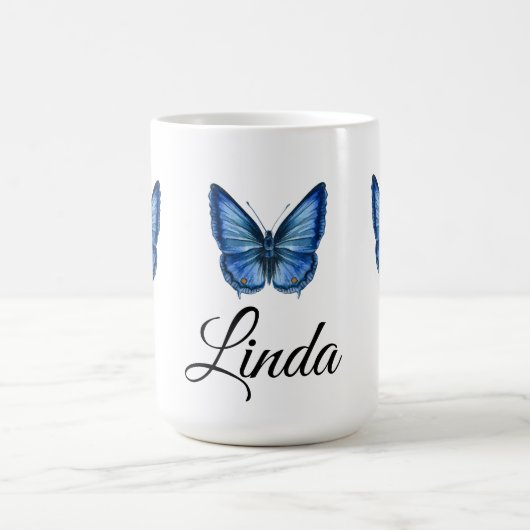 Aquarelle bleue Papillon Cadeaux de café Mug (Centre)
