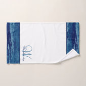 Aquarelle bleue personnalisée Blanc Élégant Monogr (Serviette à main)