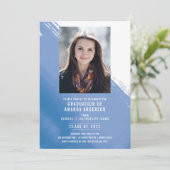 Aquarelle bleue Photo Graduation Party Invitation (Debout devant)