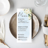 Aquarelle Bleue Rose Blanche Mariage Menu Place Ca