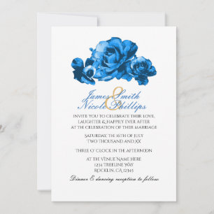 Aquarelle Bleue Roses Élégante invitation de maria