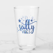 Aquarelle bleue Salé Vibes Plage Pint Verre (Dos)
