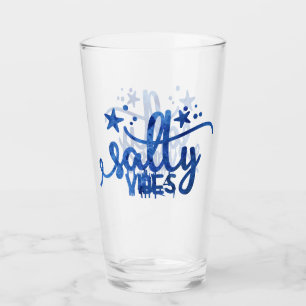 Aquarelle bleue Salé Vibes Plage Pint Verre
