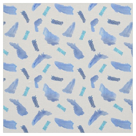 Aquarelle bleue Spots Tissu de linge d'ivoire (Échantillon)