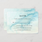 Aquarelle bleue tendance Look Bat mitzvah RSVP (Devant / Derrière)