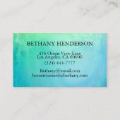 Aquarelle bleue verte Carte de visite féminine (Dos)
