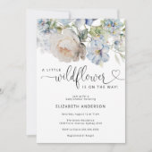 Aquarelle Blue Flowers Baby shower Invitation (Devant)