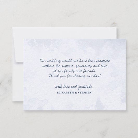 Aquarelle Blue & Gold Mountains Mariage Merci (Dos)