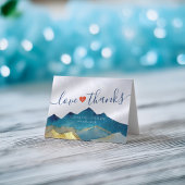 Aquarelle Blue & Gold Mountains Mariage Merci