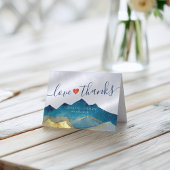 Aquarelle Blue & Gold Mountains Mariage Merci