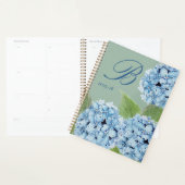 Aquarelle Blue Hydrangea avec initiale (Devant avec enveloppe)
