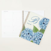 Aquarelle Blue Hydrangea avec initiale (Devant avec enveloppe)