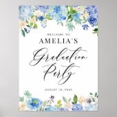 Aquarelle Blue Hydrangeas Affiche de bienvenue de  (Devant)