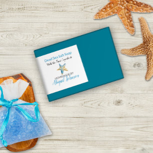 Aquarelle Blue ivoire Starfish Étiquette de savon 