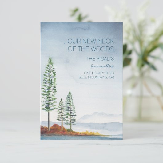 Aquarelle Blue Mountains Moving Faire-part (Debout devant)