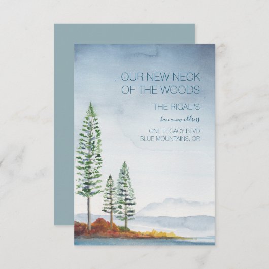 Aquarelle Blue Mountains Moving Faire-part (Devant / Derrière)