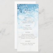 Aquarelle Blue Winter Wedding Menu (Devant / Derrière)