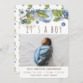 Aquarelle Blueberry Boy Faire-part (Devant / Derrière)