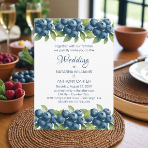 Aquarelle Blueberry Faire-part de mariage
