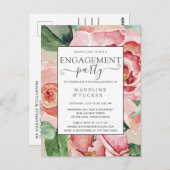 Aquarelle Blush Floral Engagement Invitation (Devant / Derrière)