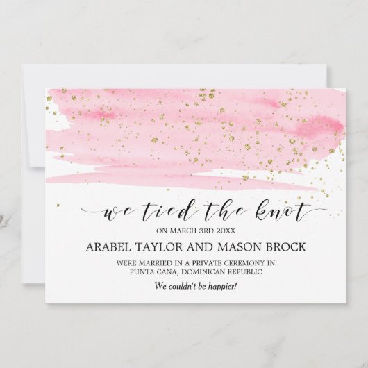 Aquarelle Blush & Gold Elopement Faire-part (Devant)