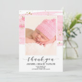 Aquarelle Blush & Gold Photo Carte de remerciement (Debout devant)