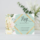 Aquarelle Blush Mint ivoire Floral Wedding RSVP (Debout devant)