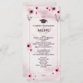 Aquarelle Blush Pink Graduation Dîner Menu Invit (Devant / Derrière)