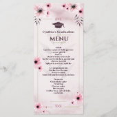 Aquarelle Blush Pink Graduation Dîner Menu Invit (Devant)